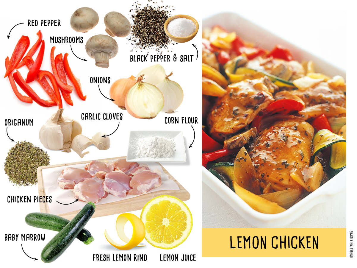 Lemon and garlic chicken prepared in AMC